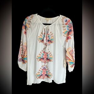 Farmers Market Boho Folk Embroidered Peasant Top Cottagecore Fairycore Festival